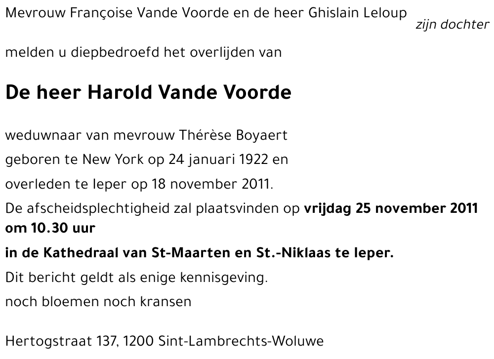 Harold Vande Voorde