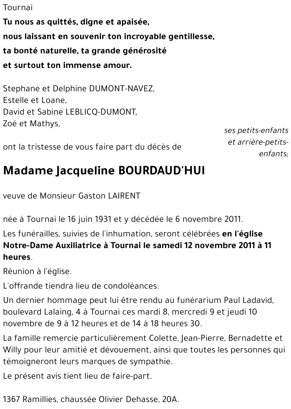 Jacqueline BOURDAUD'HUI