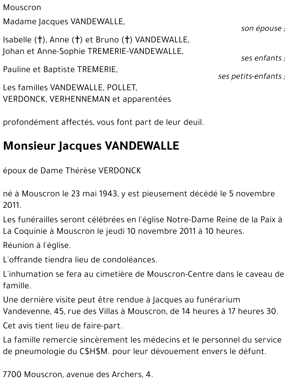 Jacques VANDEWALLE