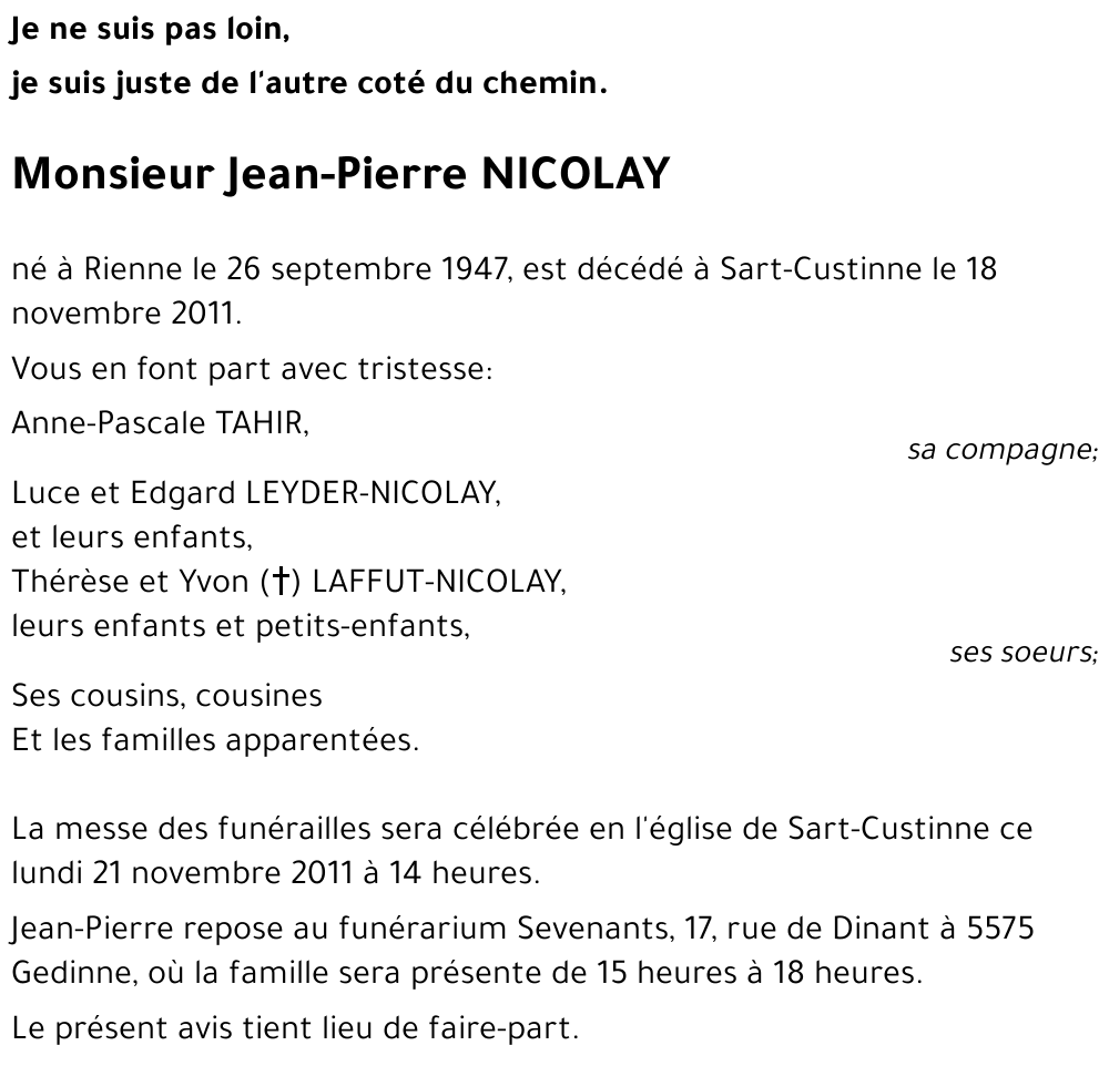 Jean-Pierre NICOLAY