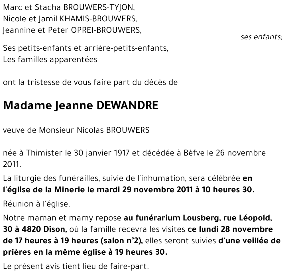 Jeanne DEWANDRE