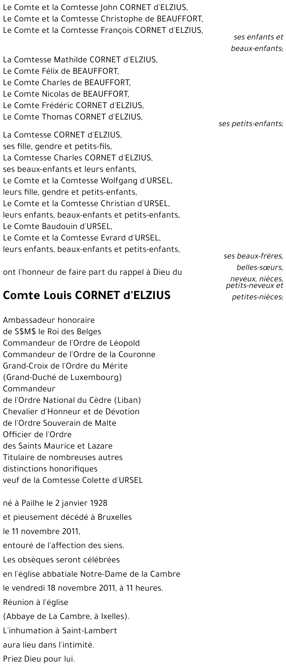 Louis CORNET d'ELZIUS