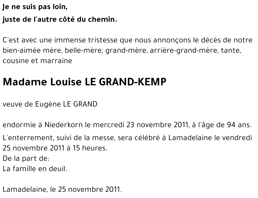 Louise LE GRAND-KEMP