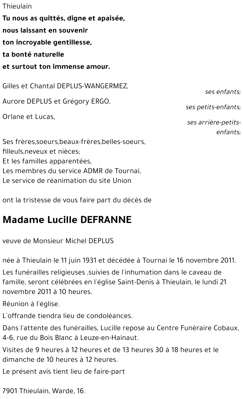 Lucille Defranne