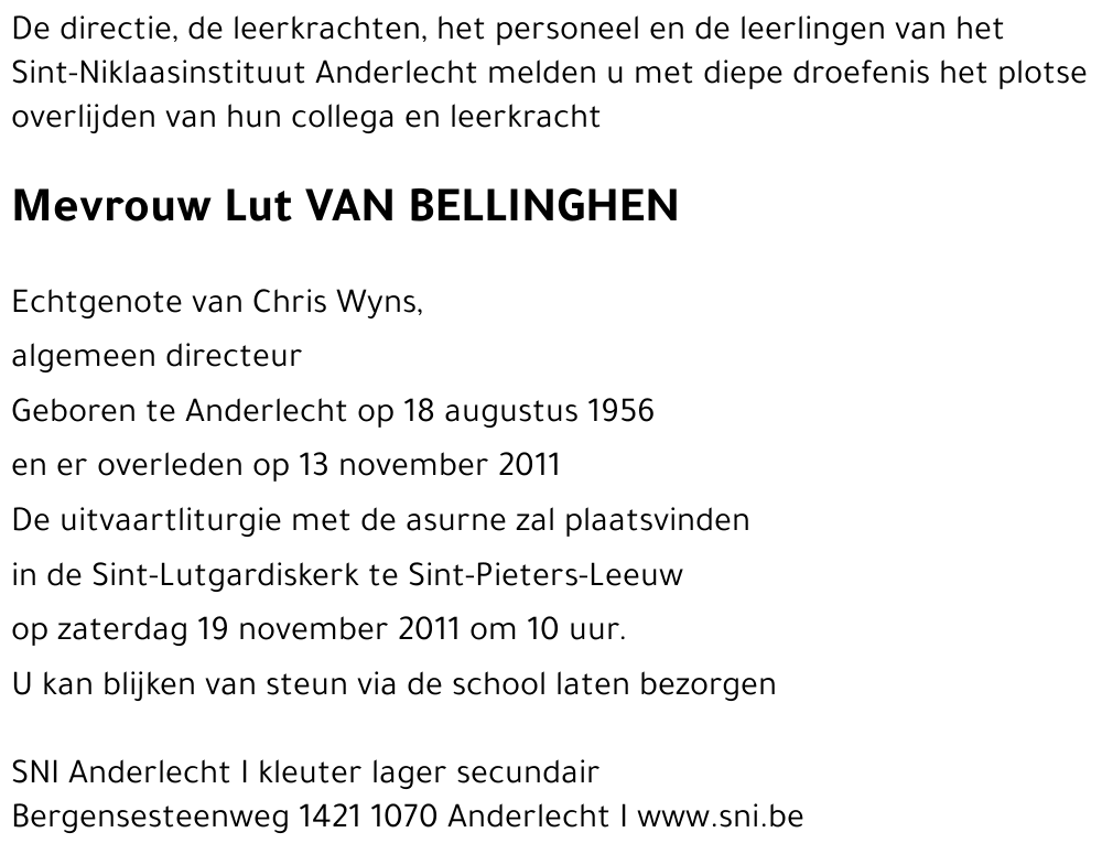 Lut VAN BELLINGHEN