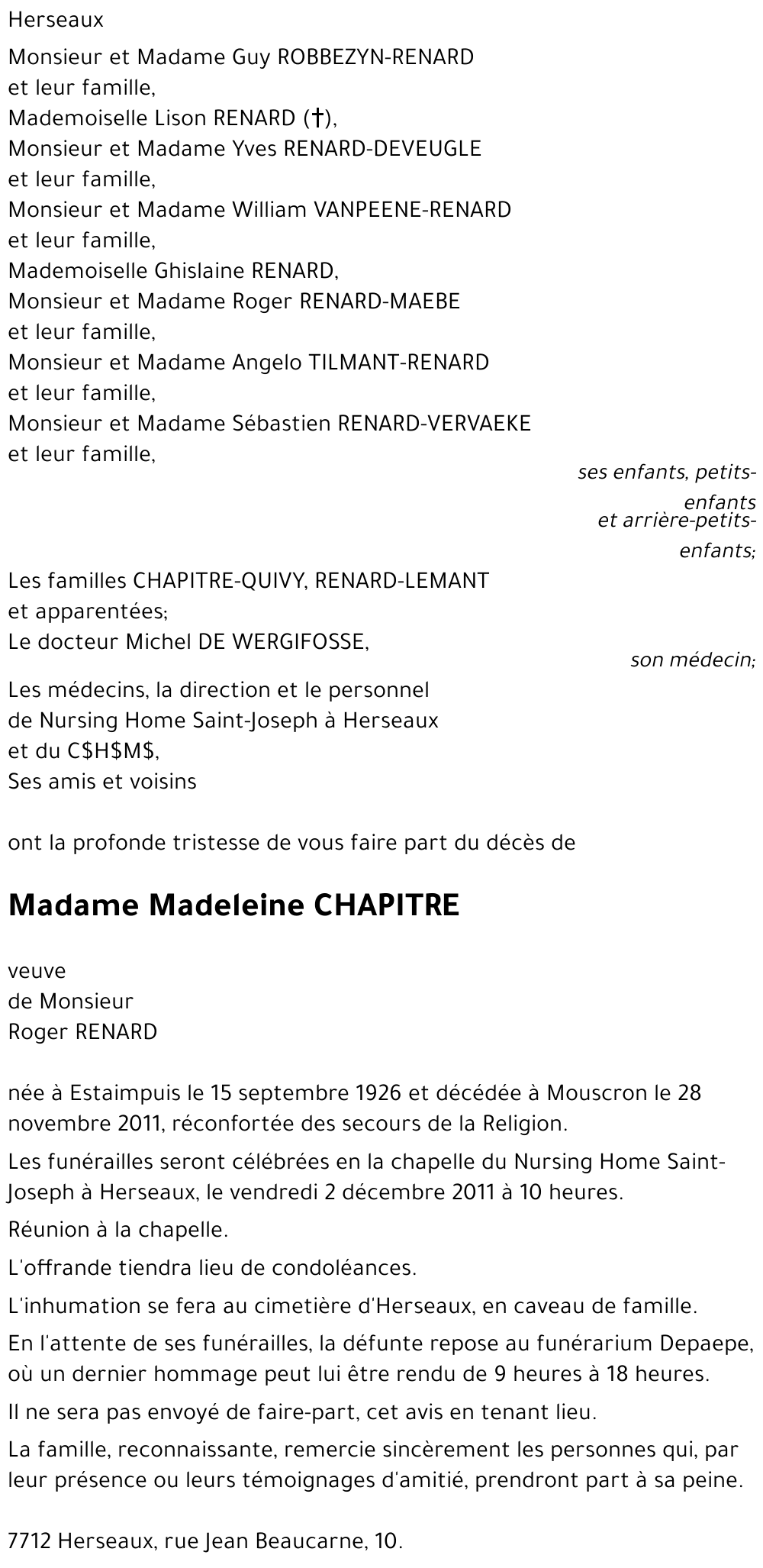 Madeleine CHAPITRE