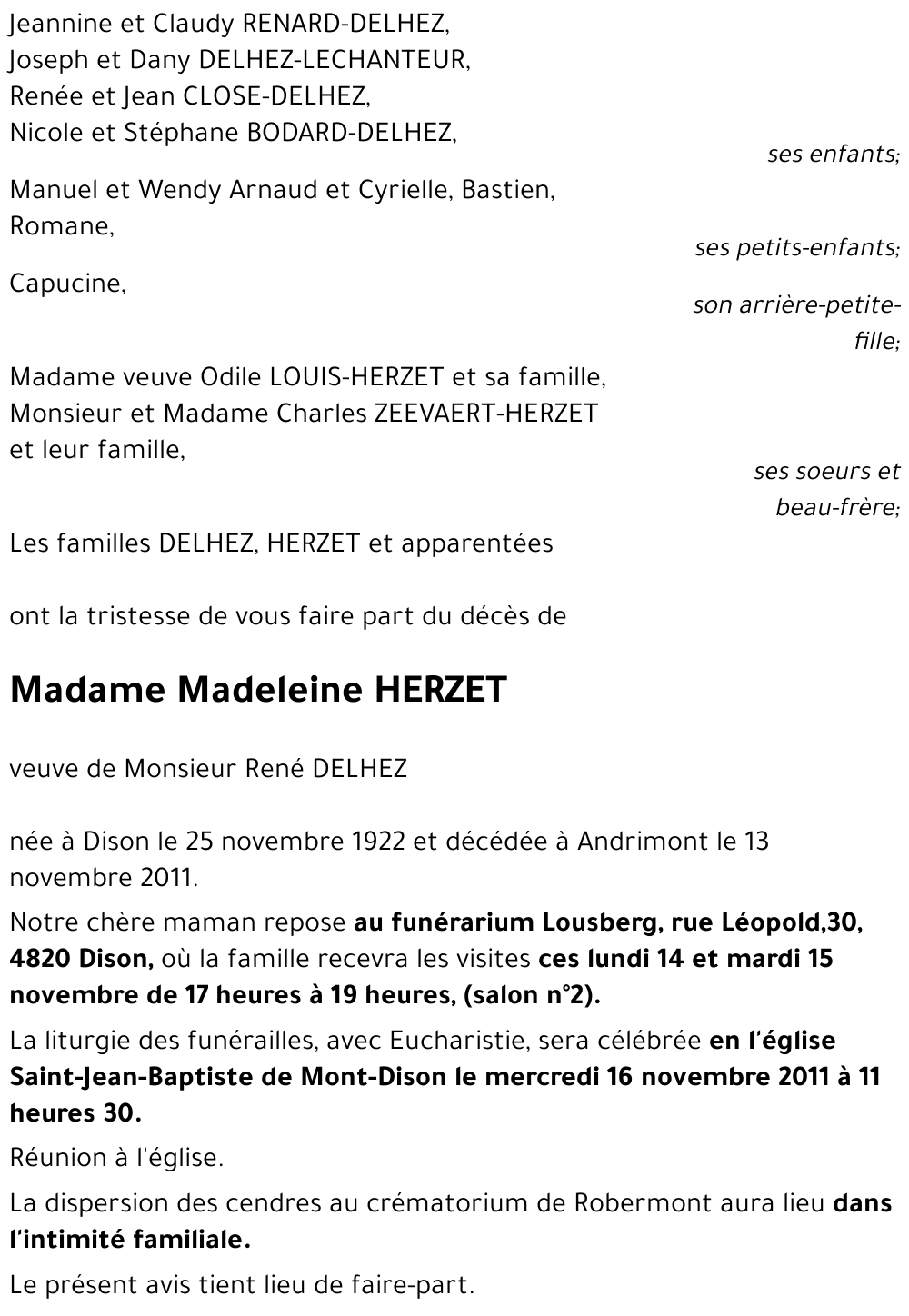 Madeleine HERZET