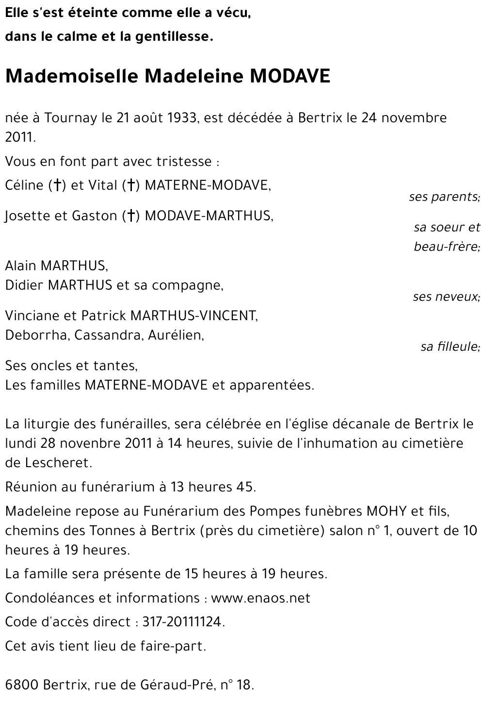 Madeleine MODAVE