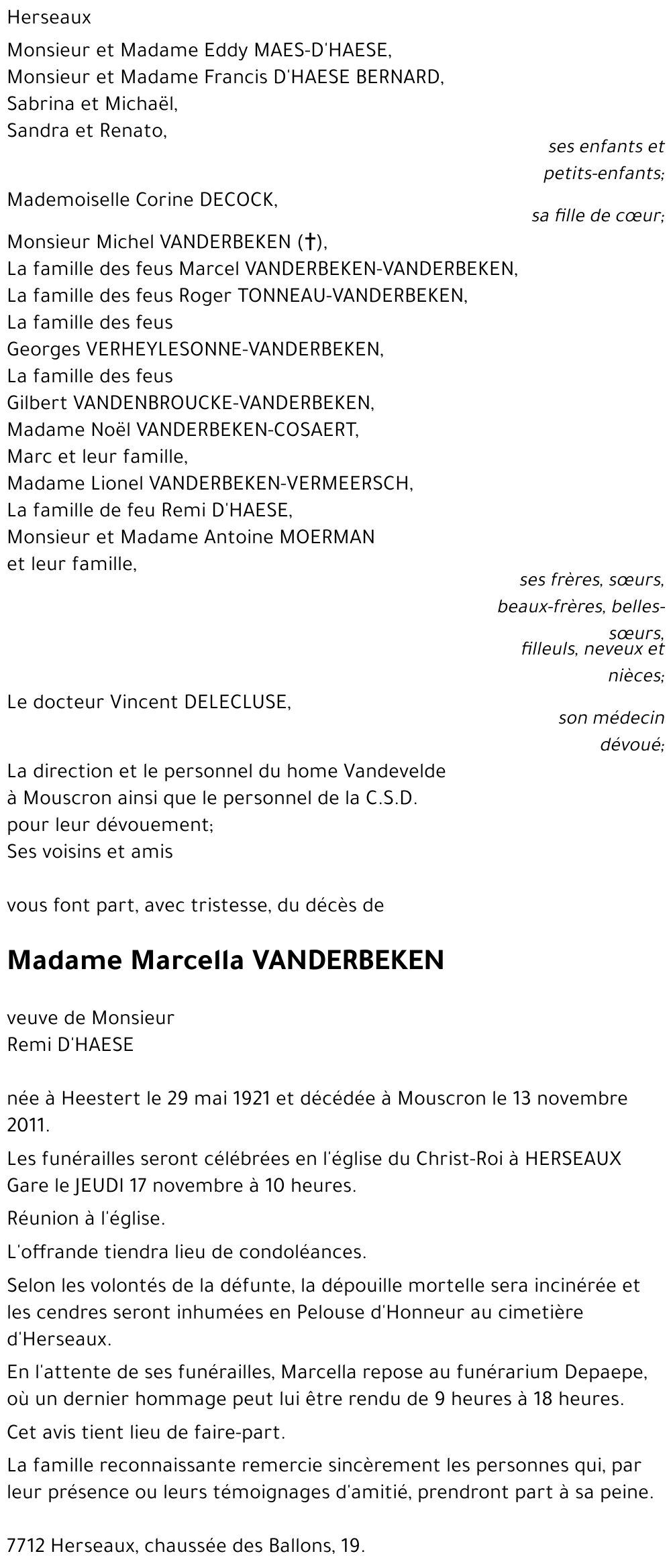 Marcella VANDERBEKEN