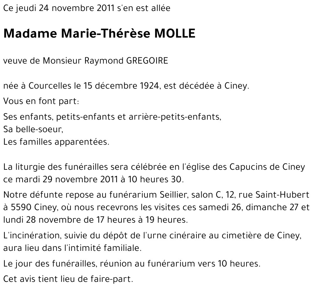 Marie-Thérèse MOLLE