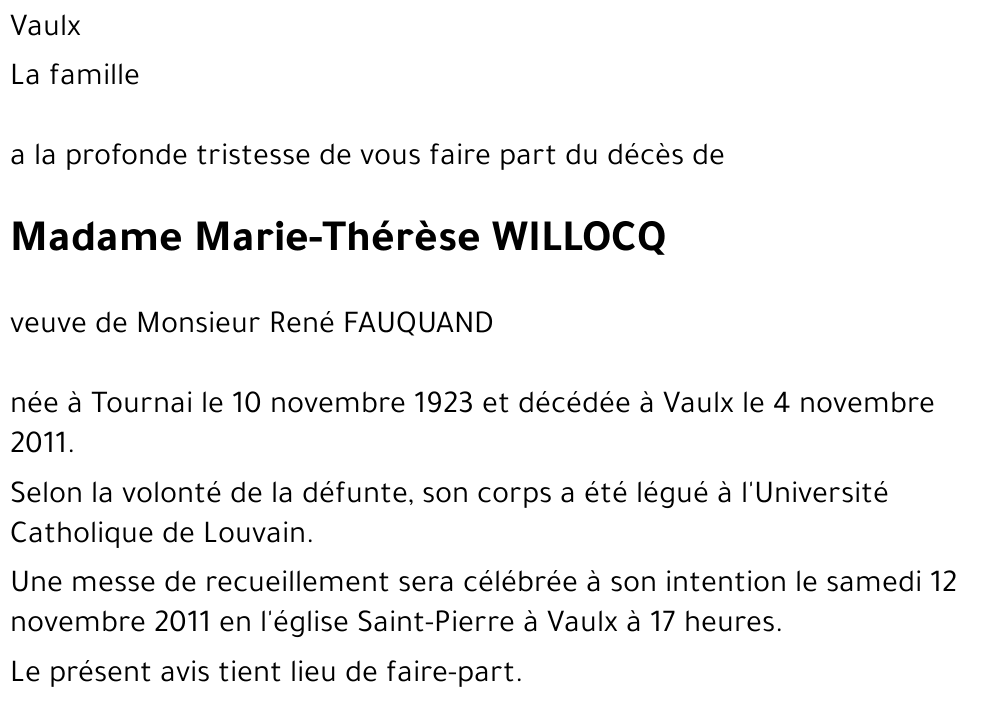 Marie-Thérèse WILLOCQ