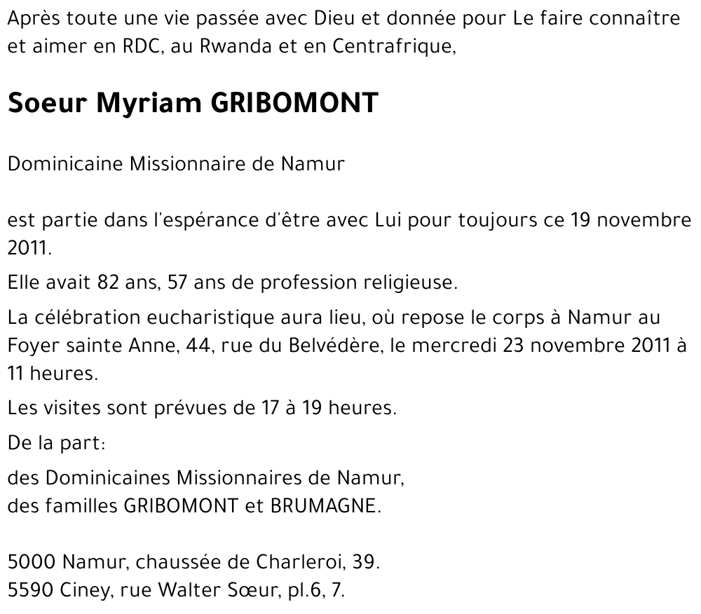 Myriam GRIBOMONT