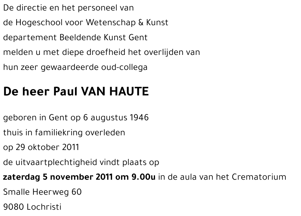 Paul VAN HAUTE