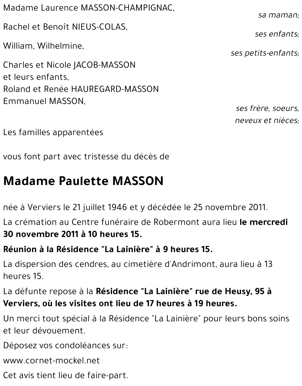 Paulette MASSON