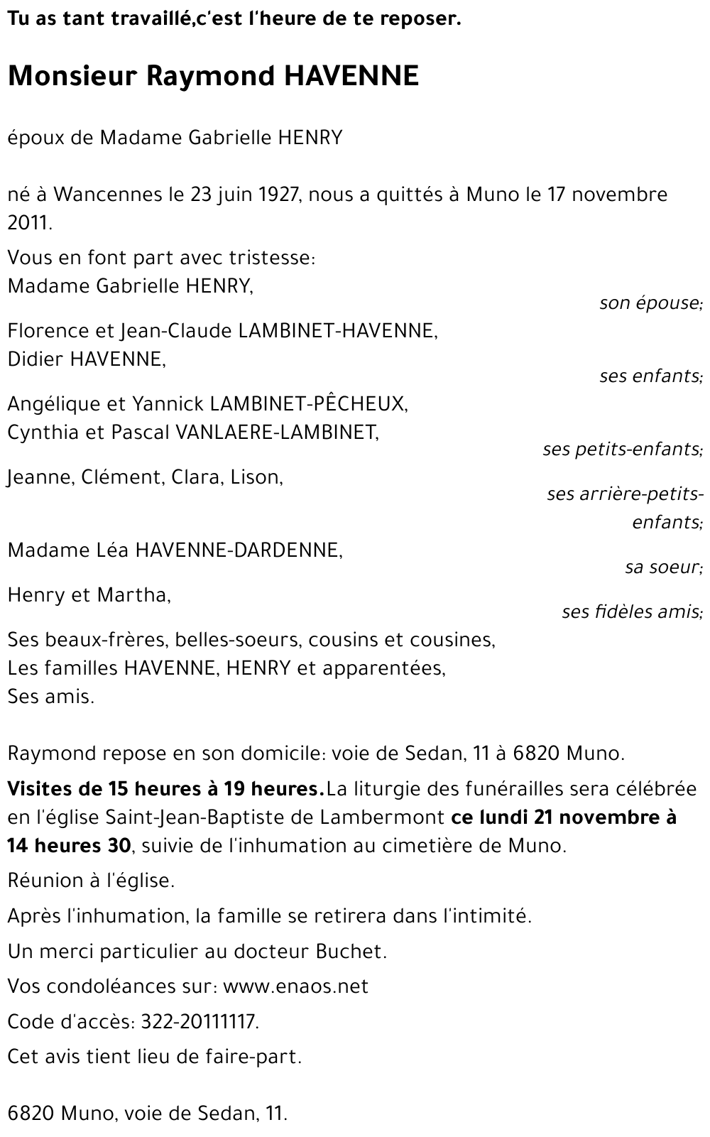 Raymond HAVENNE