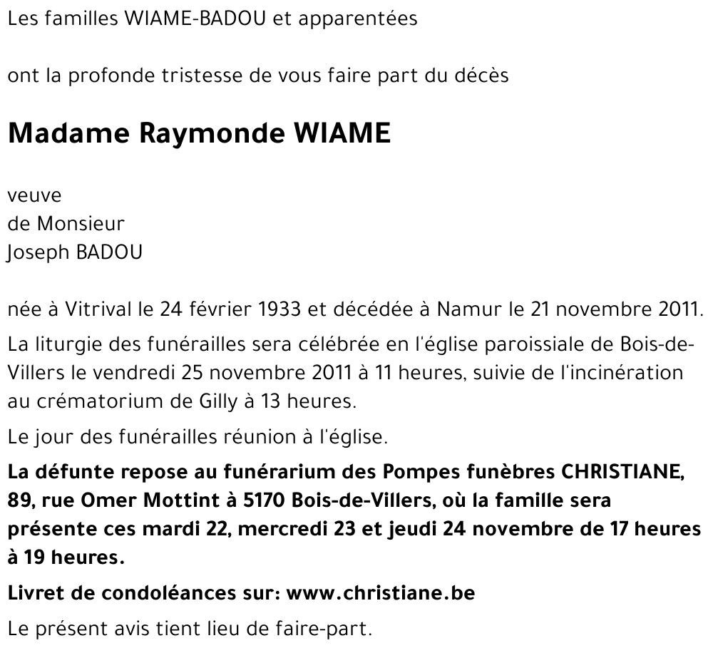 Raymonde WIAME