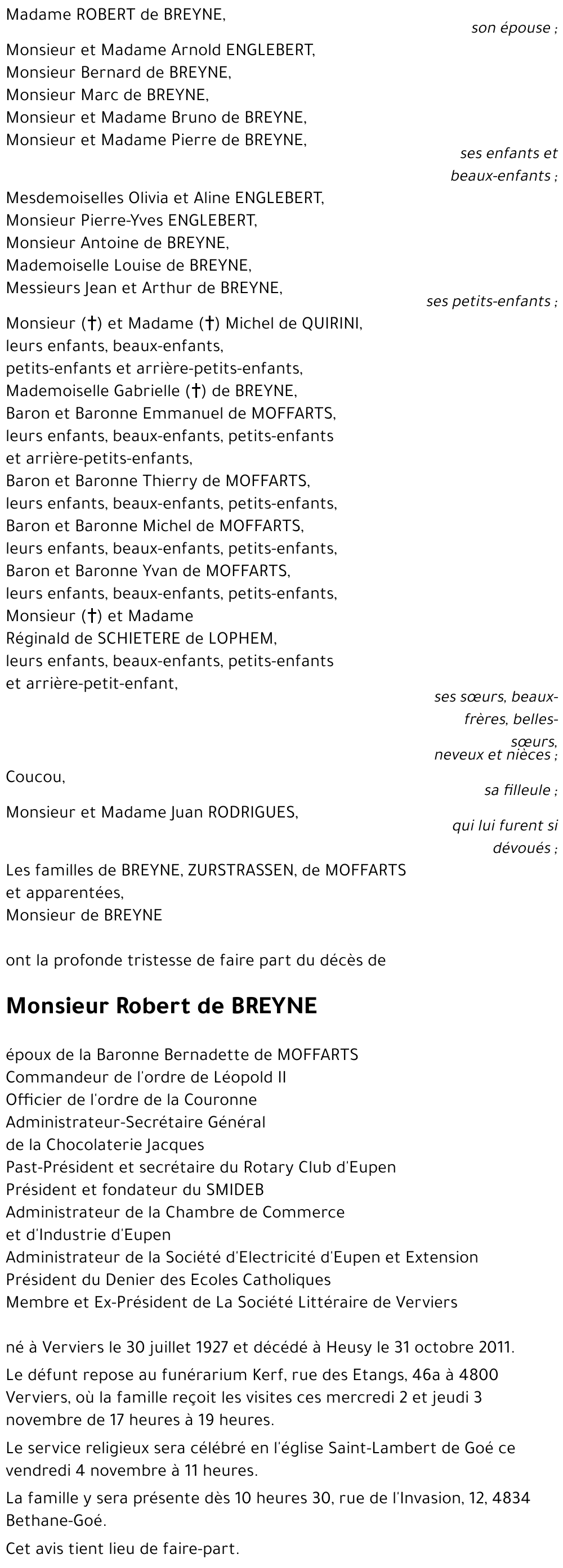 Robert de BREYNE