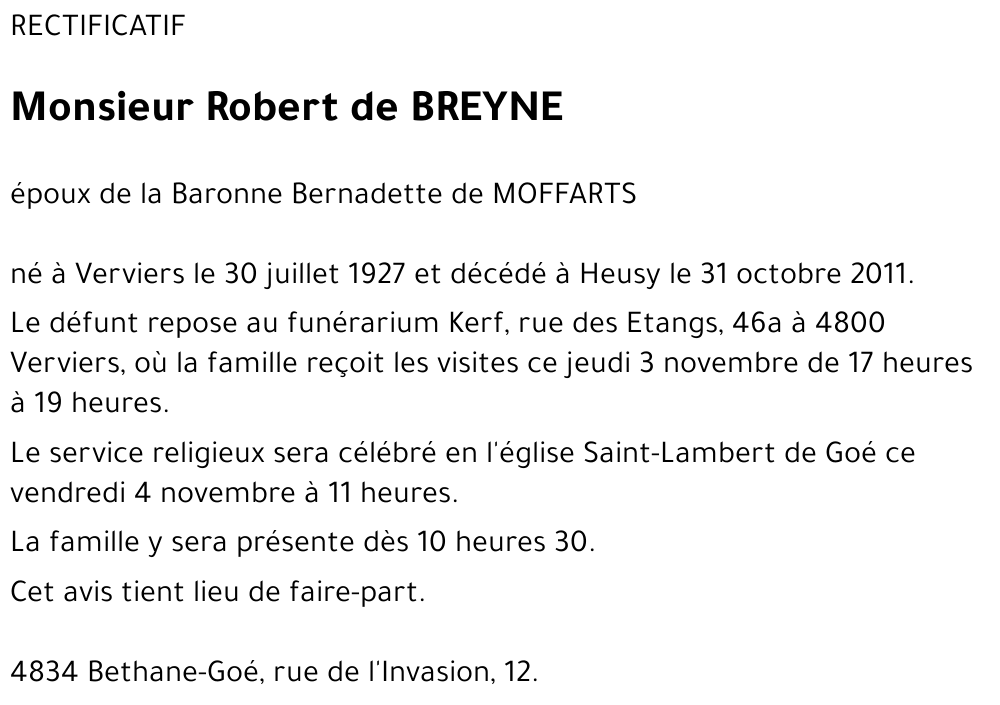 Robert de BREYNE