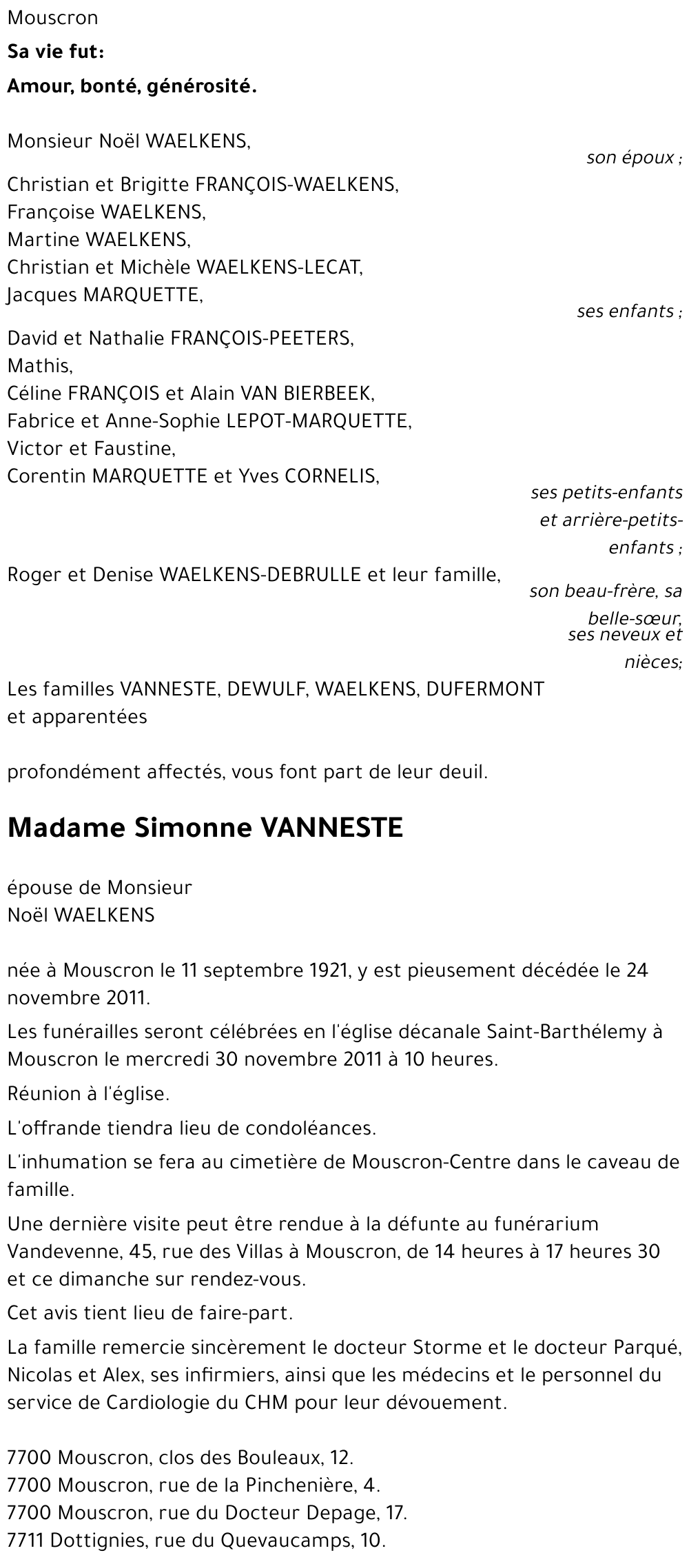 Simonne VANNESTE
