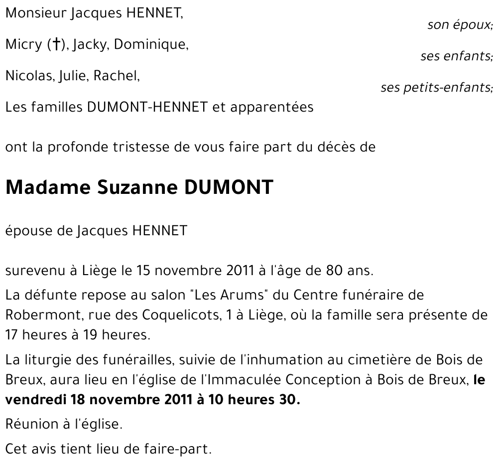 Suzanne DUMONT