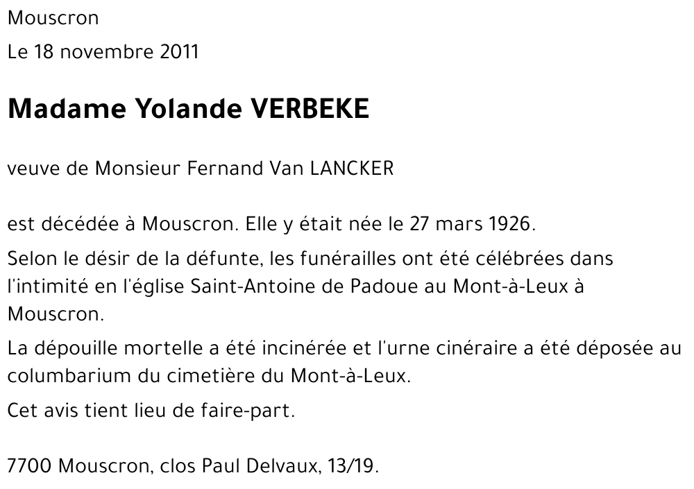 Yolande VERBEKE