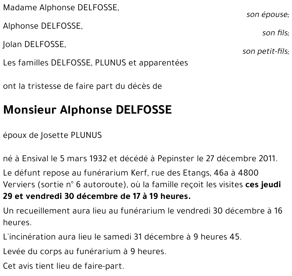 Alphonse DELFOSSE