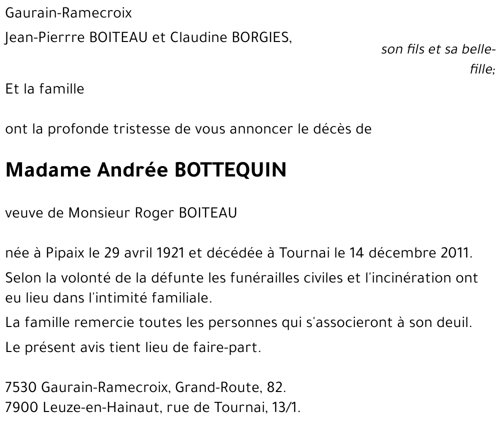 Andrée BOTTEQUIN