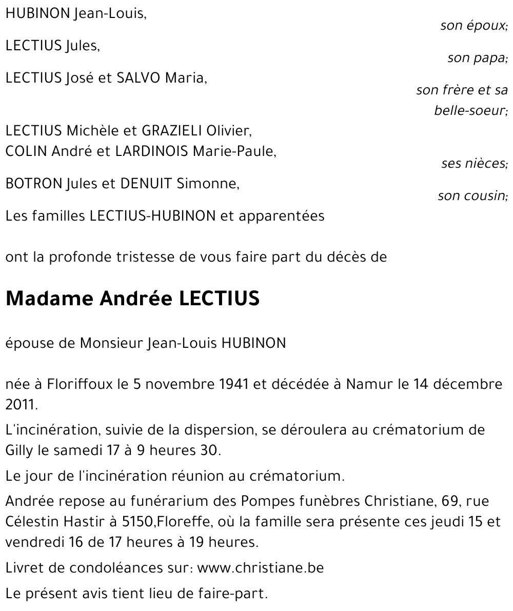 Andrée LECTIUS