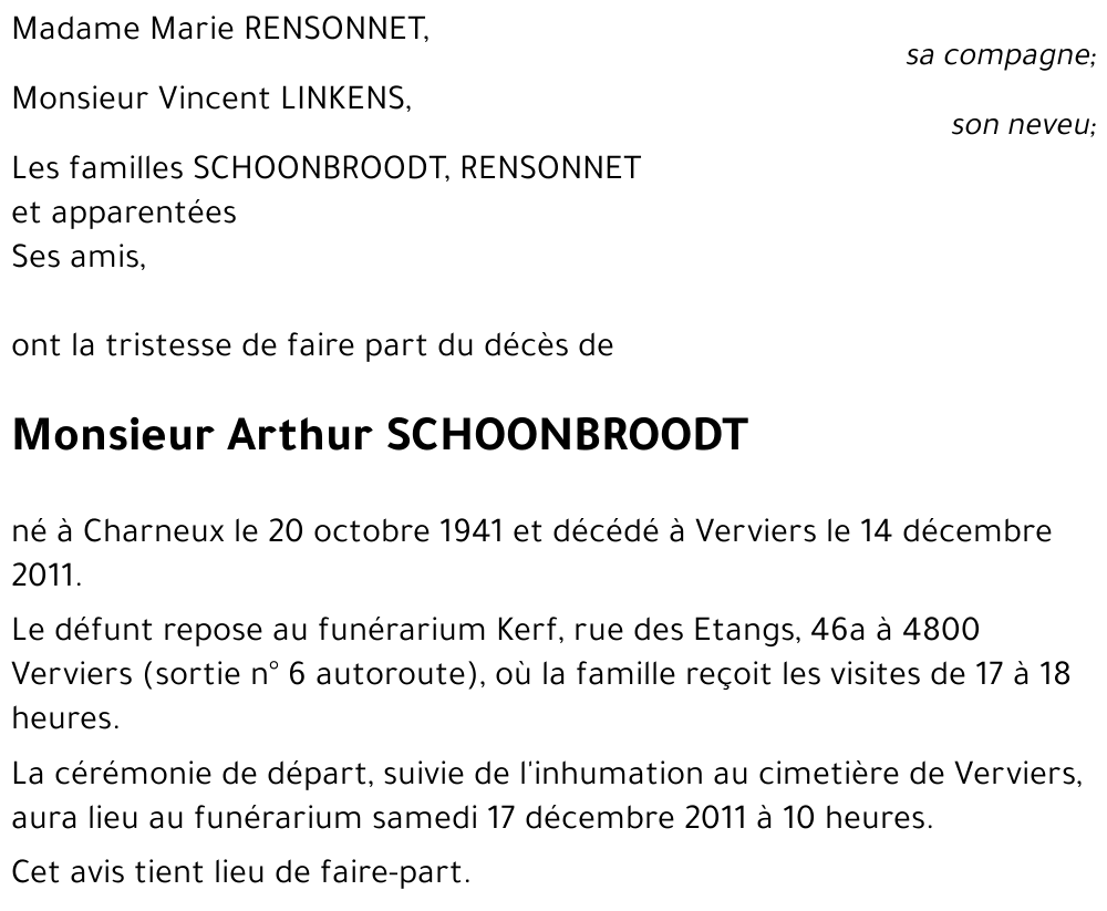 Arthur SCHOONBROODT