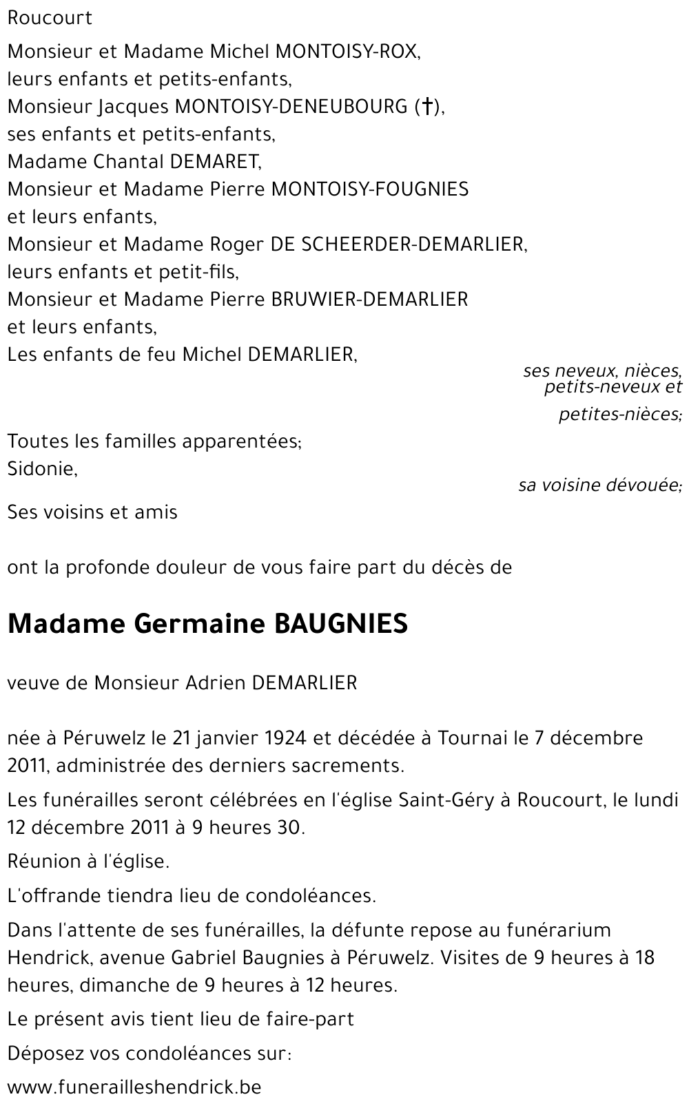 BAUGNIES Germaine