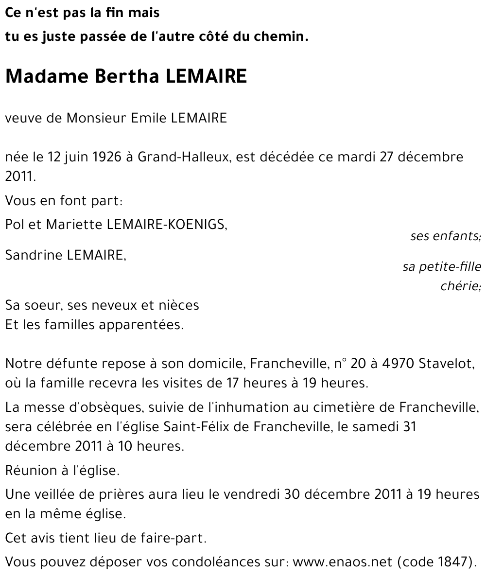 Bertha LEMAIRE