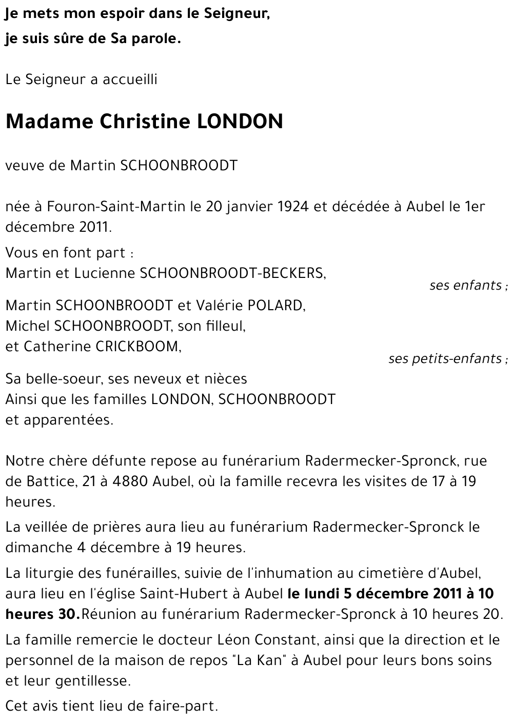 Christine LONDON