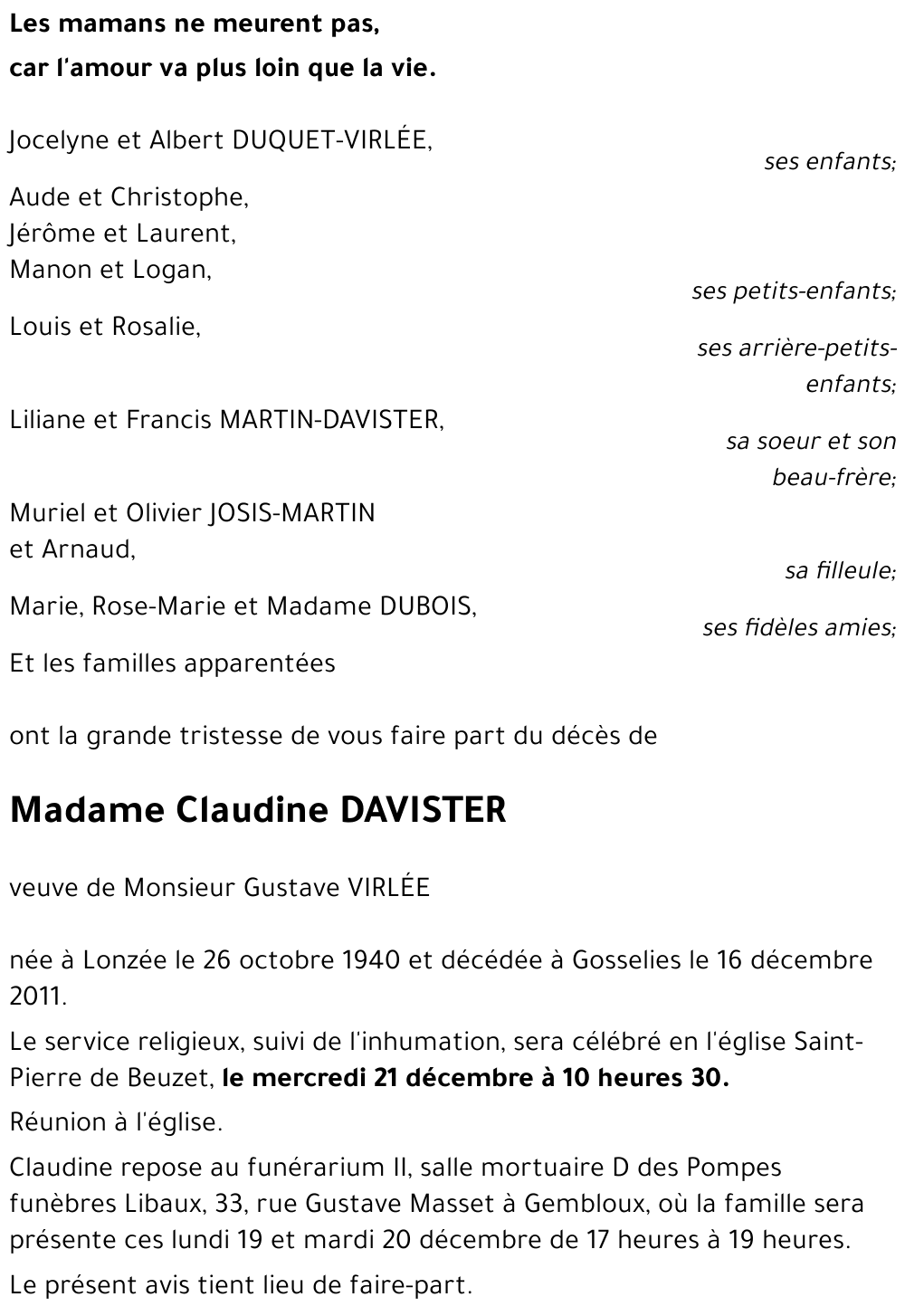 Claudine DAVISTER