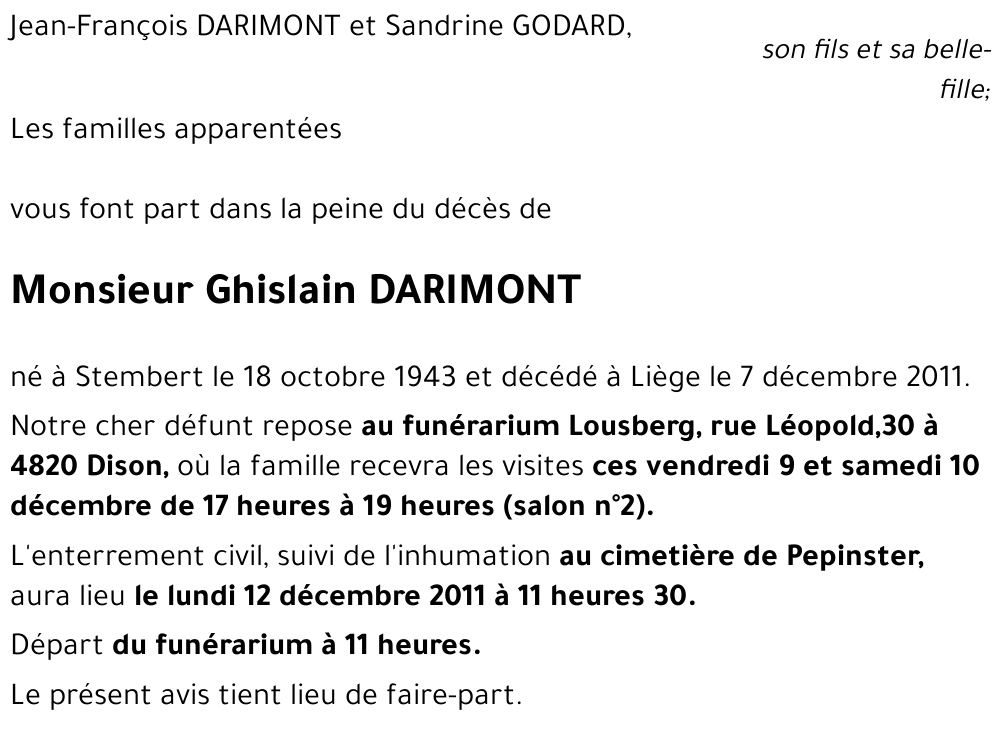 Ghislain DARIMONT
