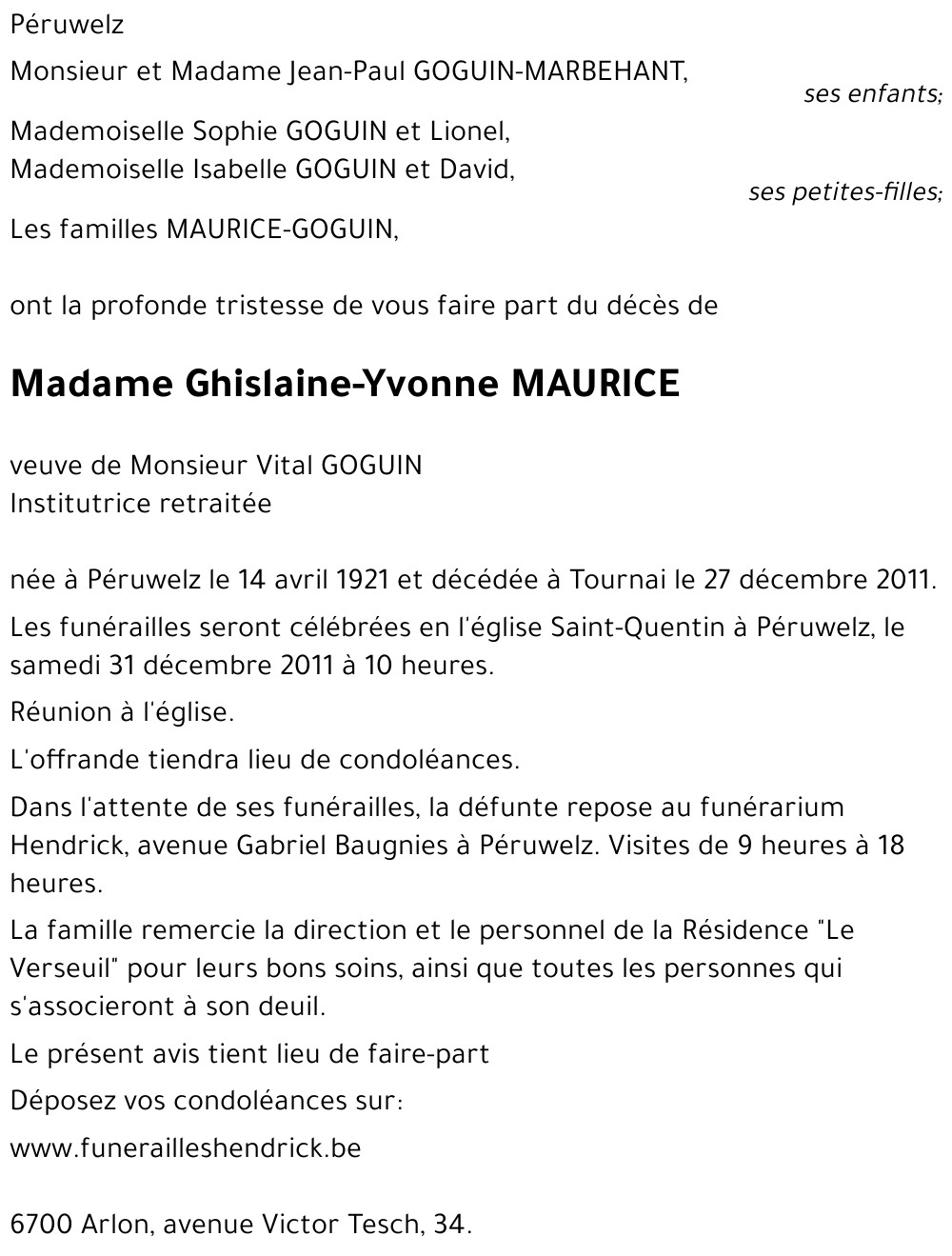 Ghislaine-Yvonne MAURICE