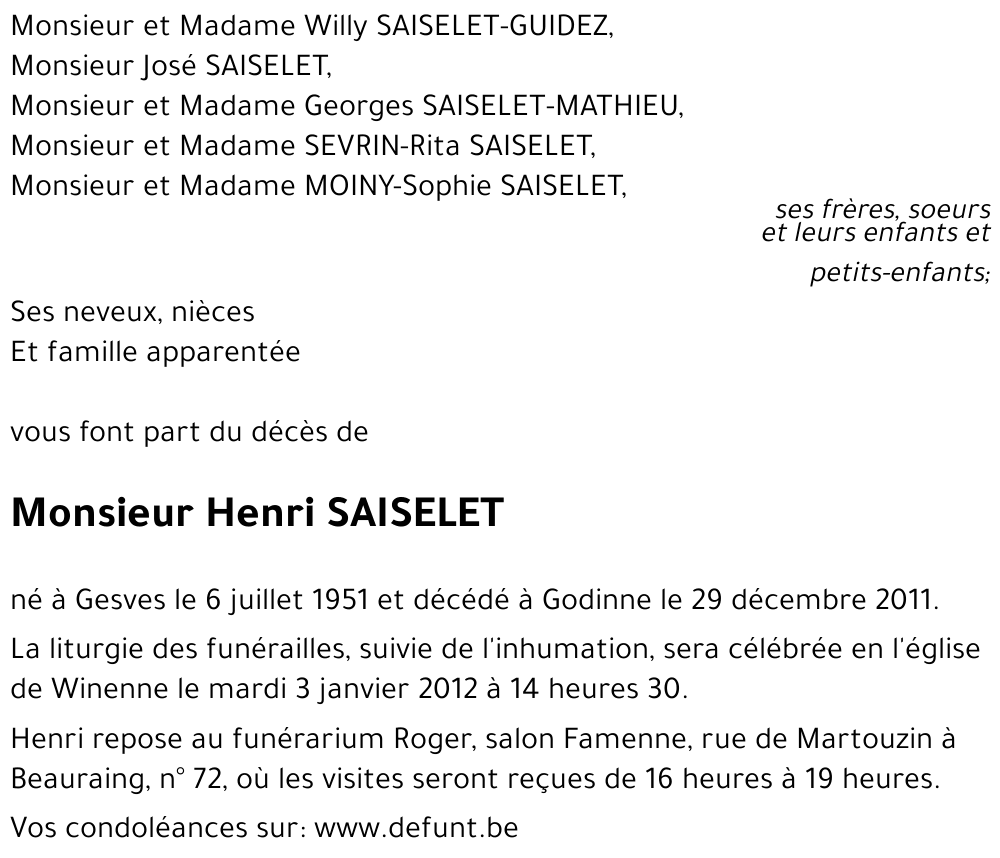 Henri SAISELET