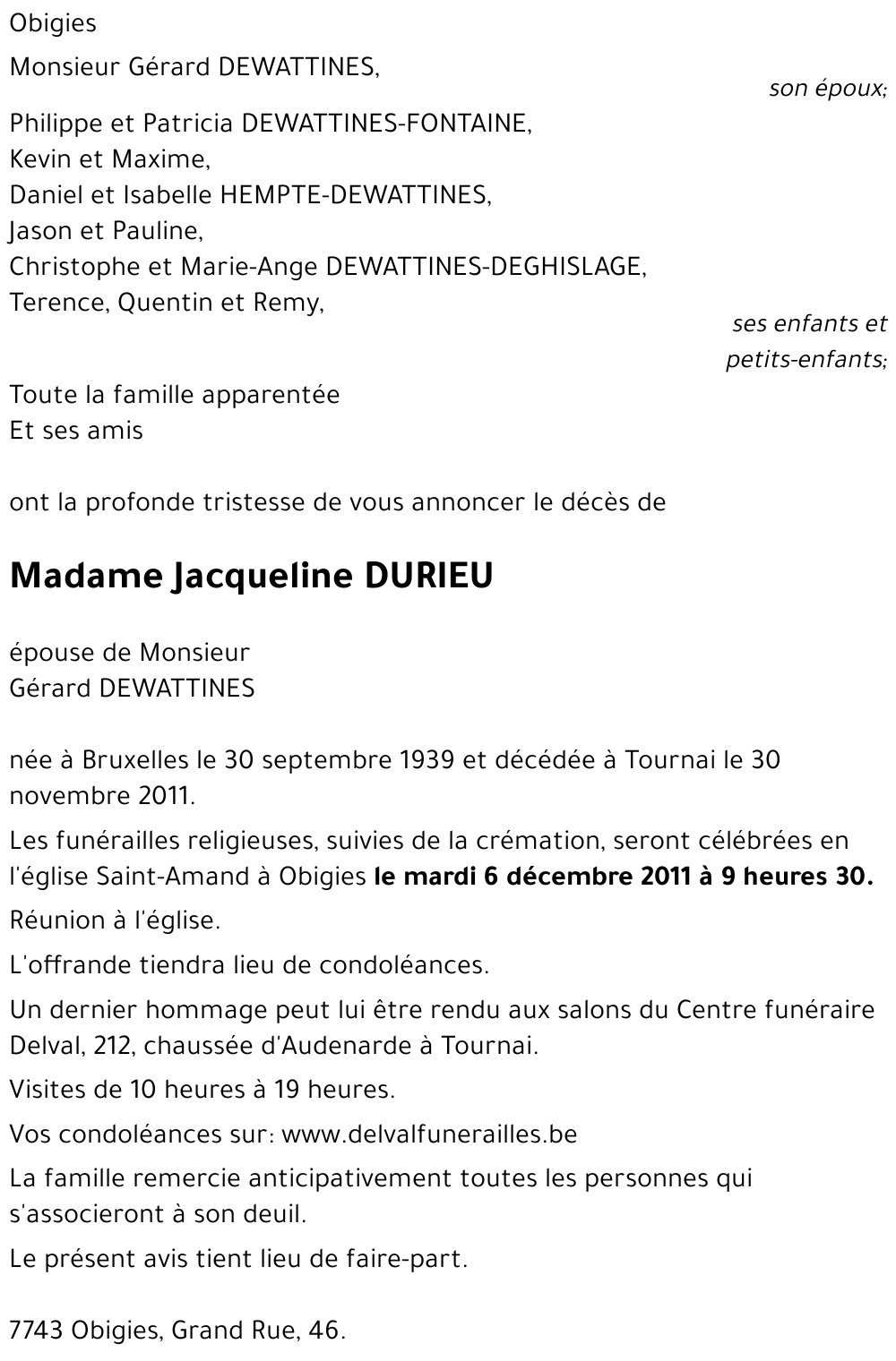 Jacqueline DURIEU