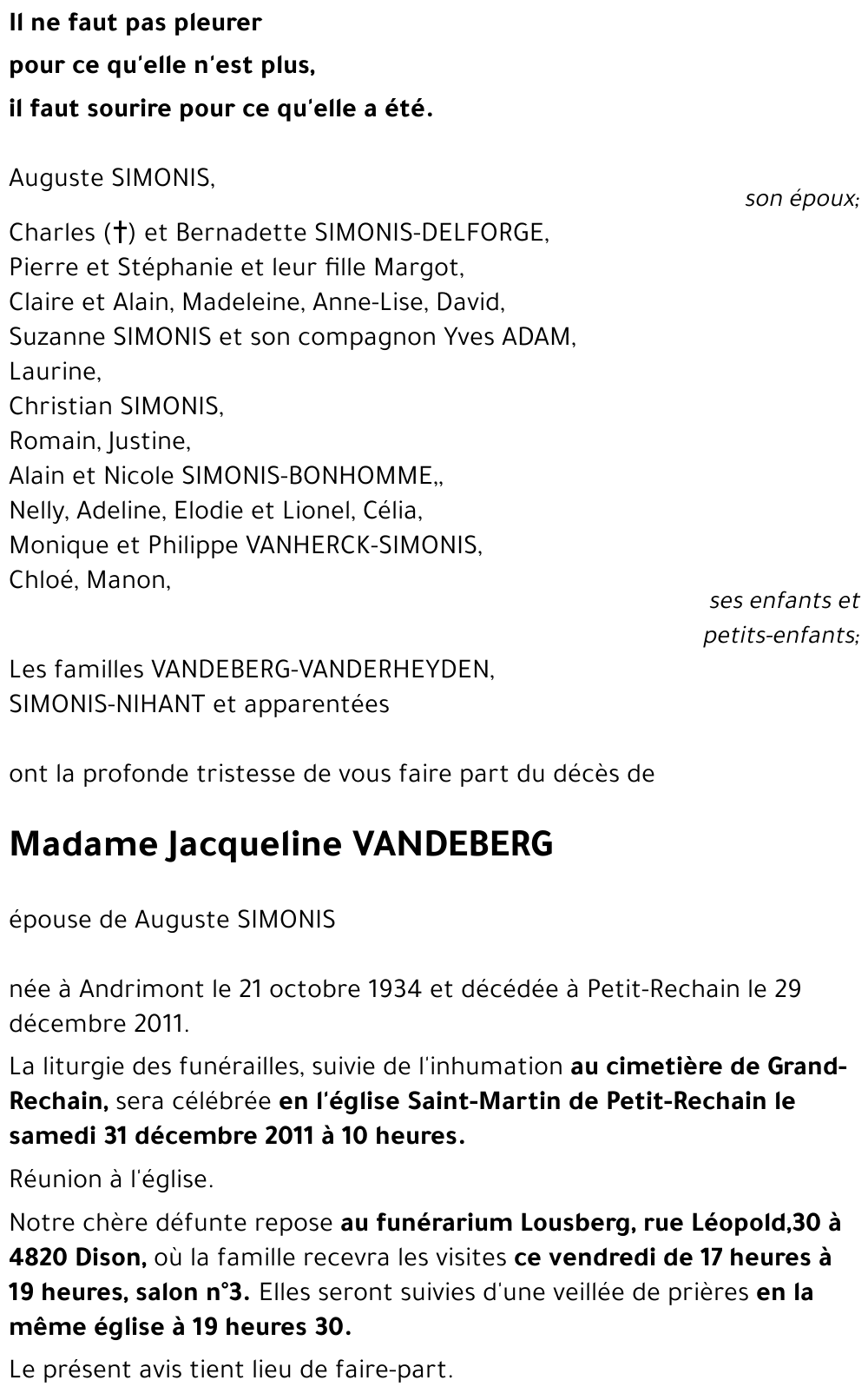 Jacqueline VANDEBERG