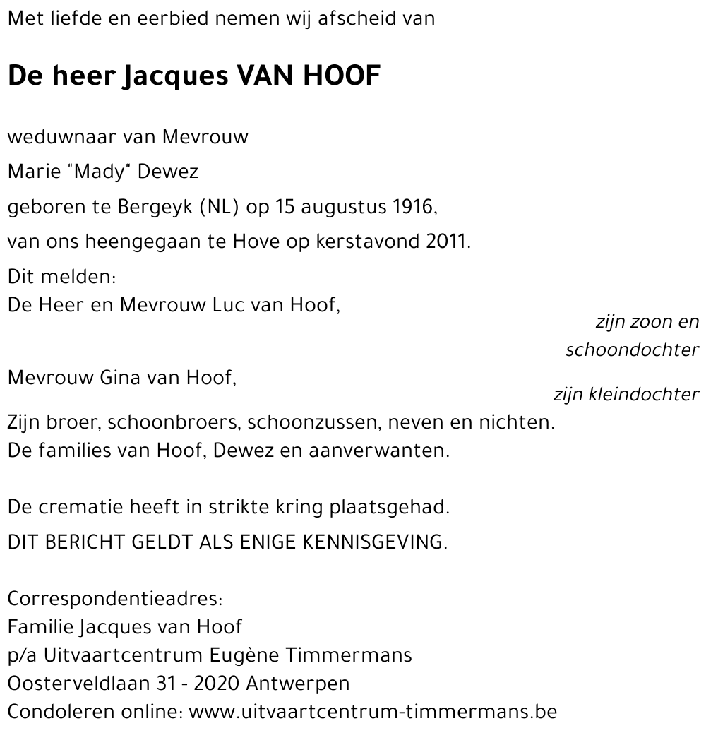 Jacques VAN HOOF