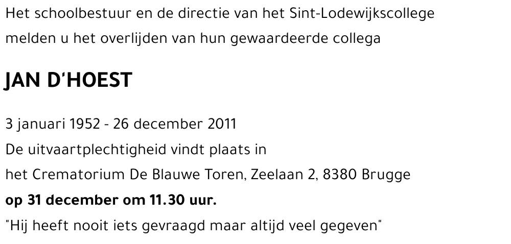 Jan D'HOEST