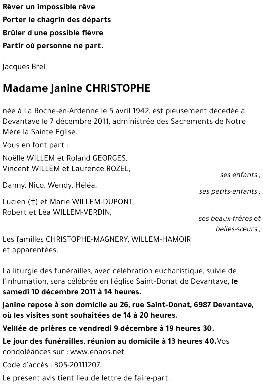 Janine CHRISTOPHE