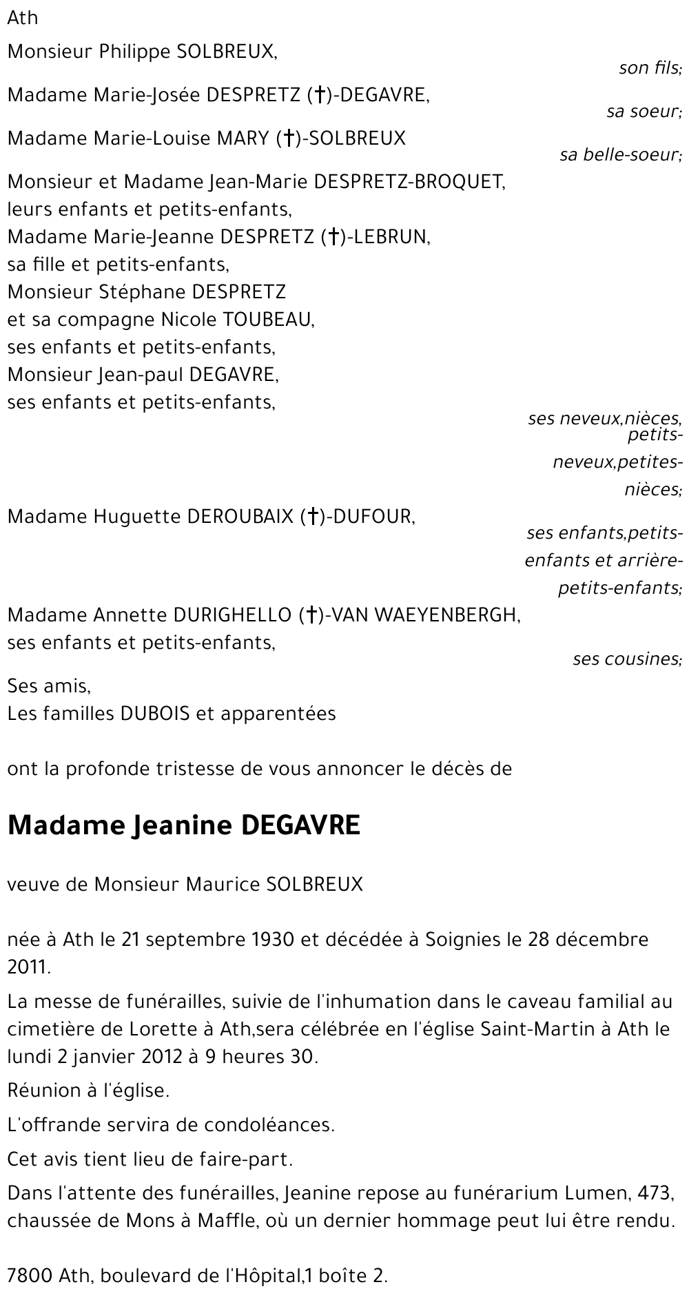 Jeanine DEGAVRE