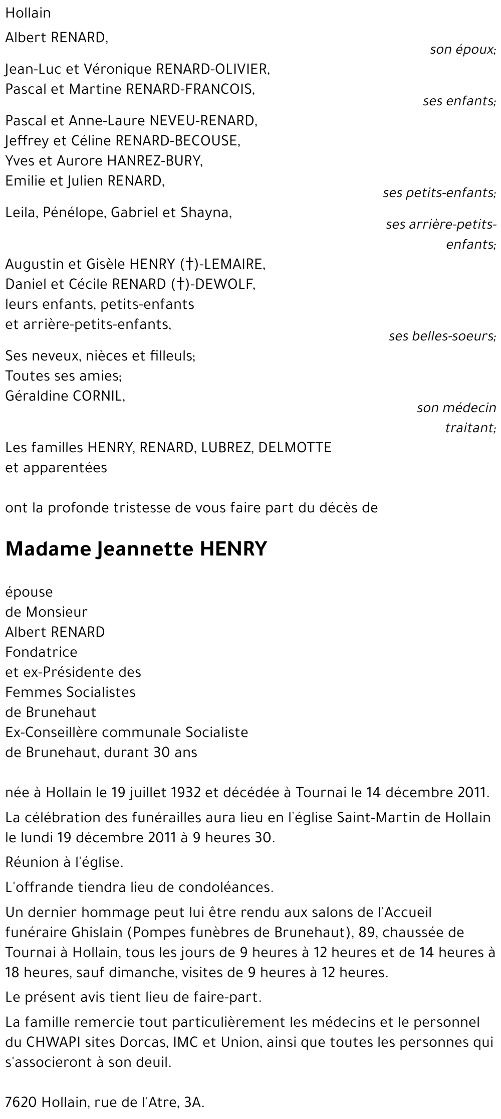 Jeannette HENRY