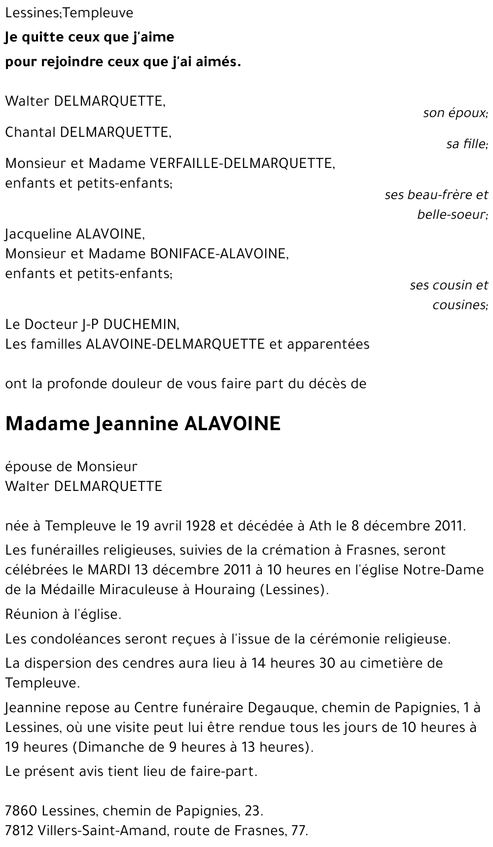 Jeannine ALAVOINE