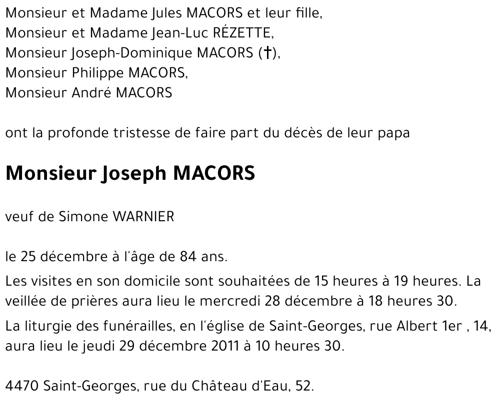 Joseph MACORS