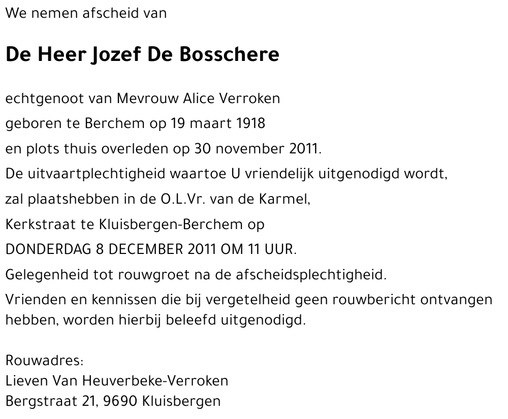 Jozef DE BOSSCHERE