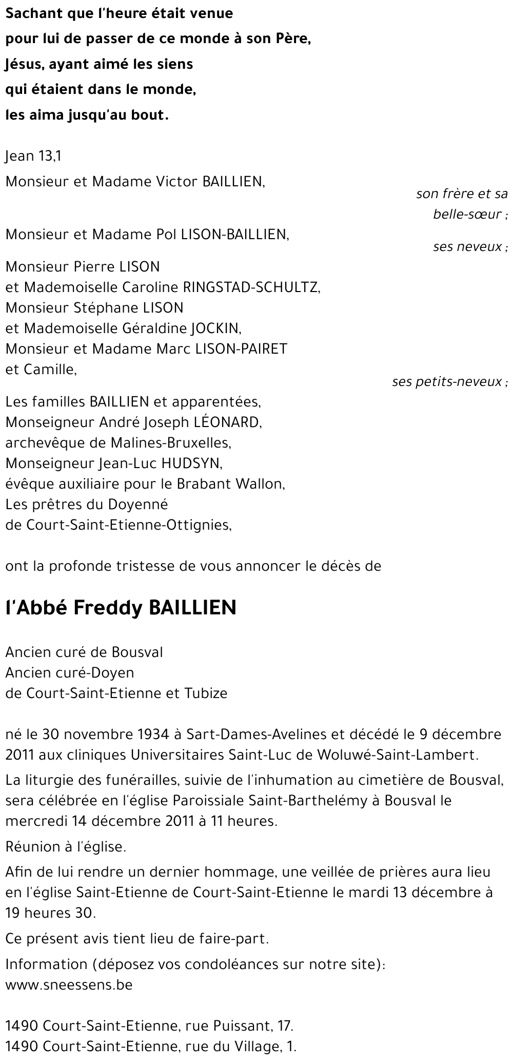 l'Abbé Freddy BAILLIEN