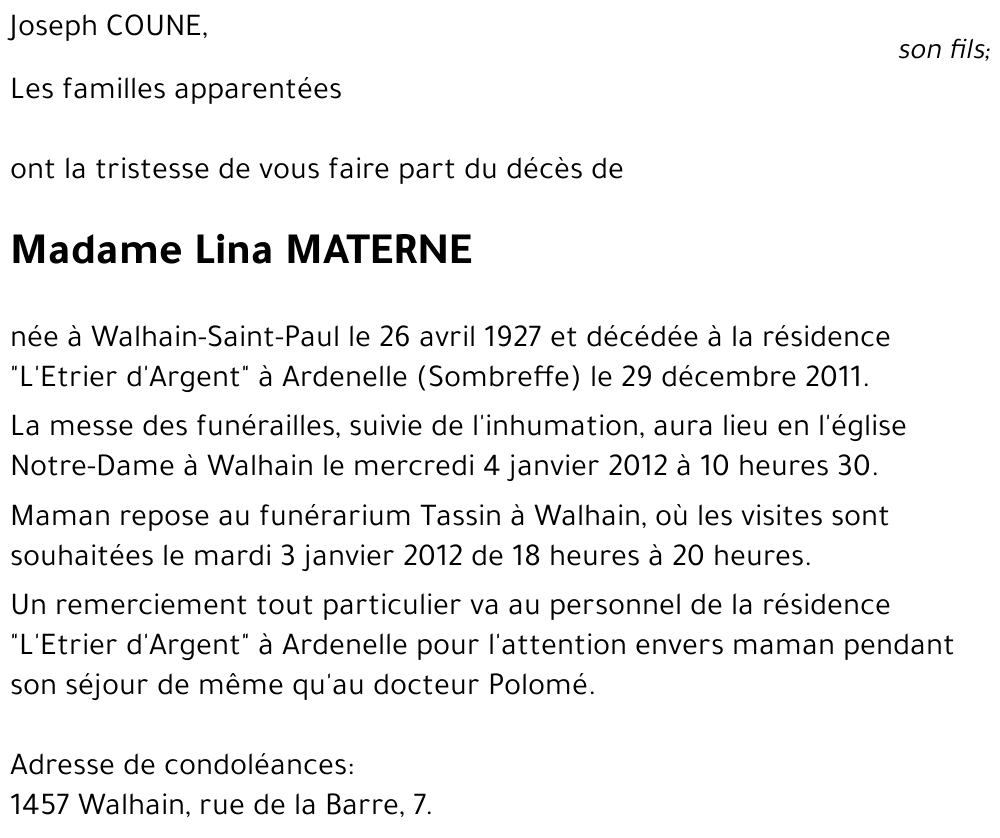 Lina MATERNE