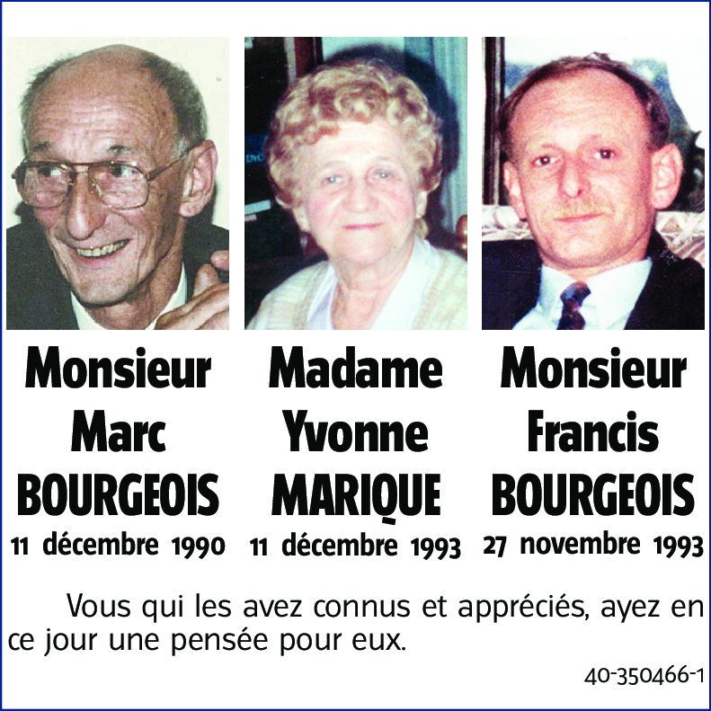 Marc Yvonne Francis BOURGEOIS MARIQUE BOURGEOIS