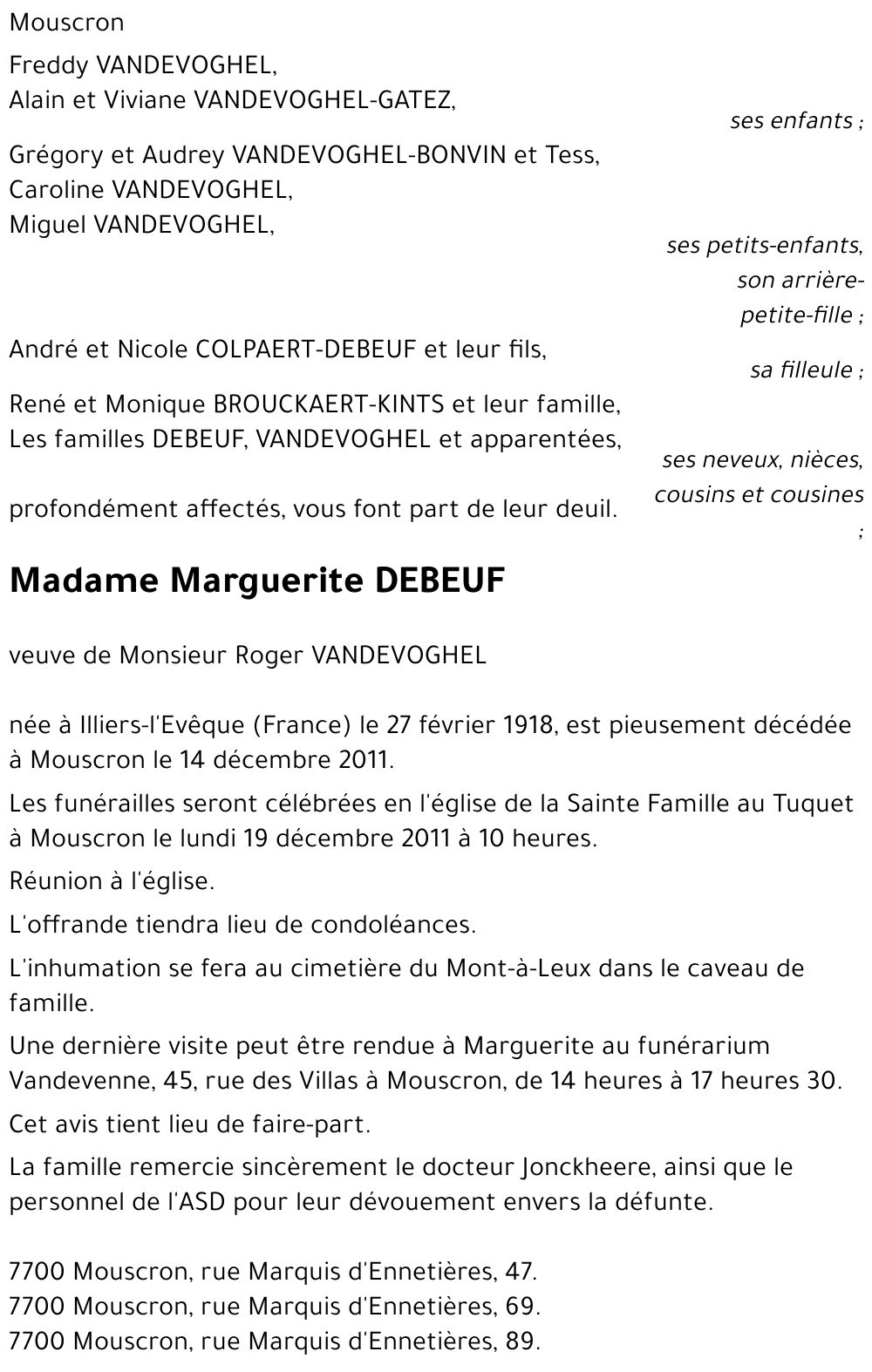 Marguerite DEBEUF